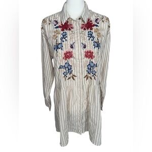 Johnny Was Workshop Embroidered Shirt Tunic Dress Boho Chic women’s sz Small